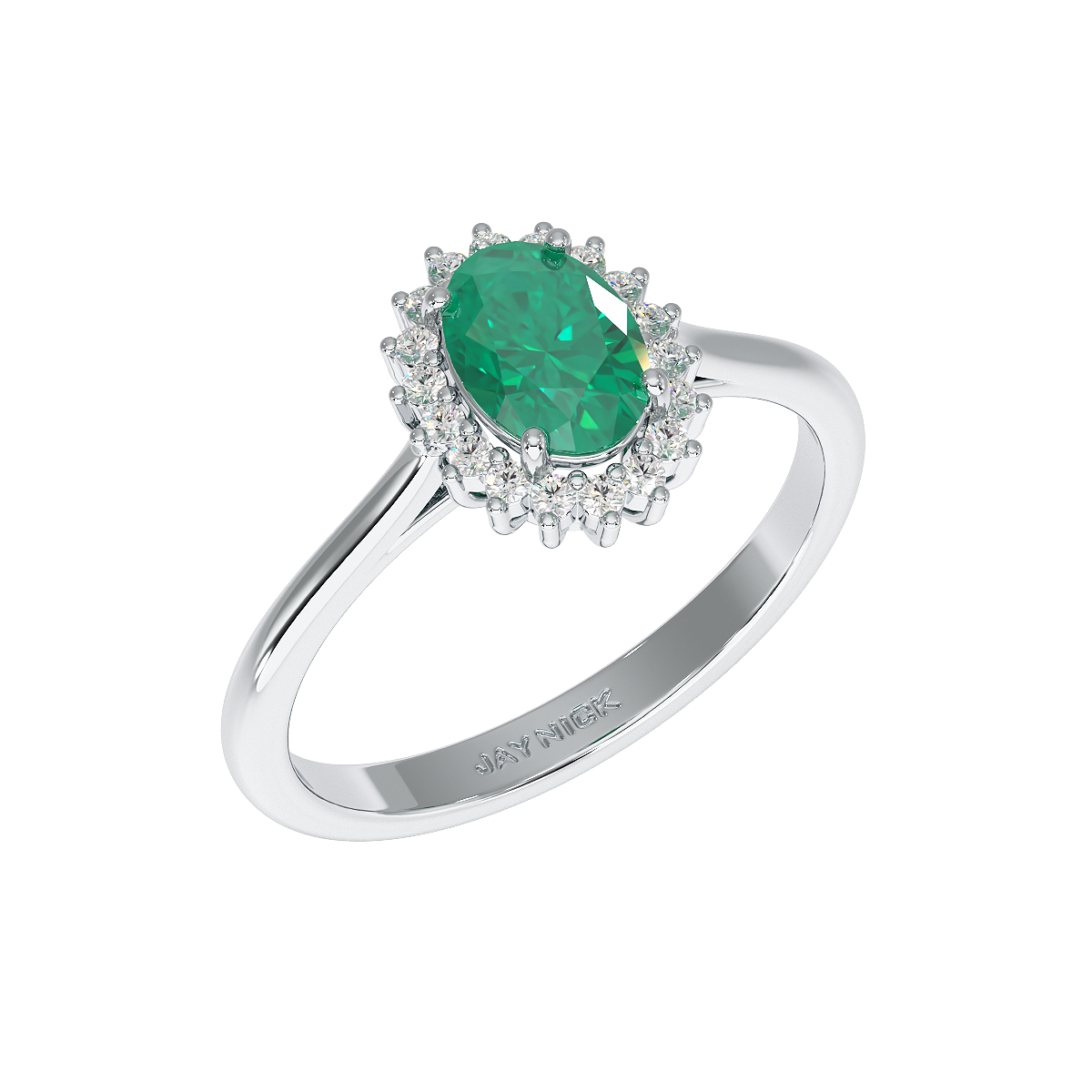 Oval Emerald Sunburst Ring