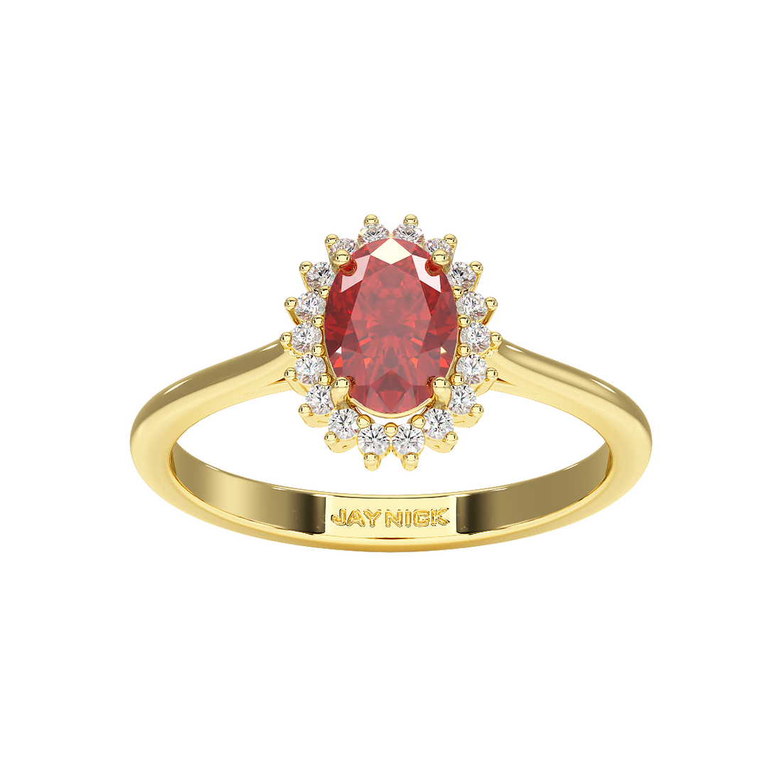 Oval Ruby Sunburst Ring