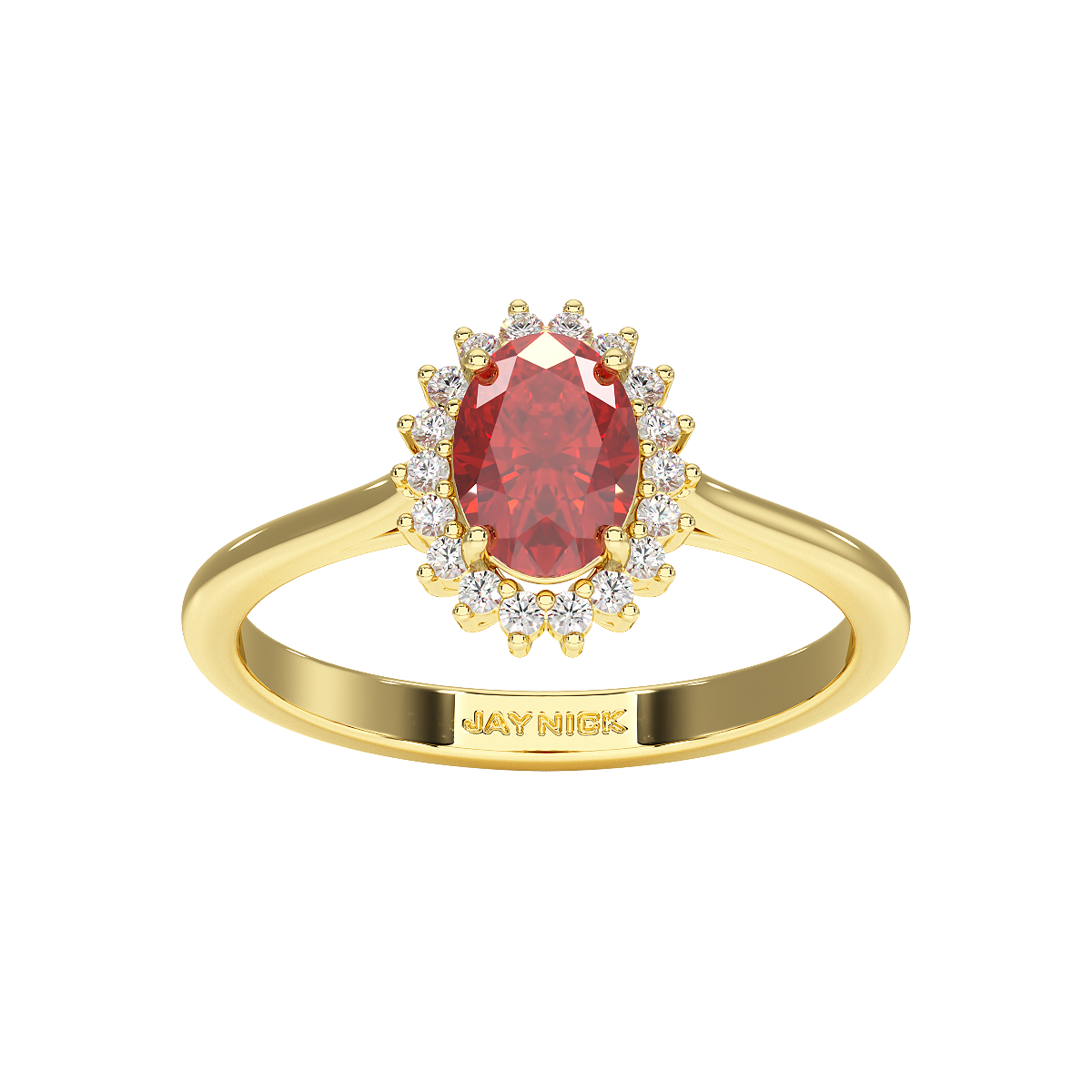 Oval Ruby Sunburst Ring