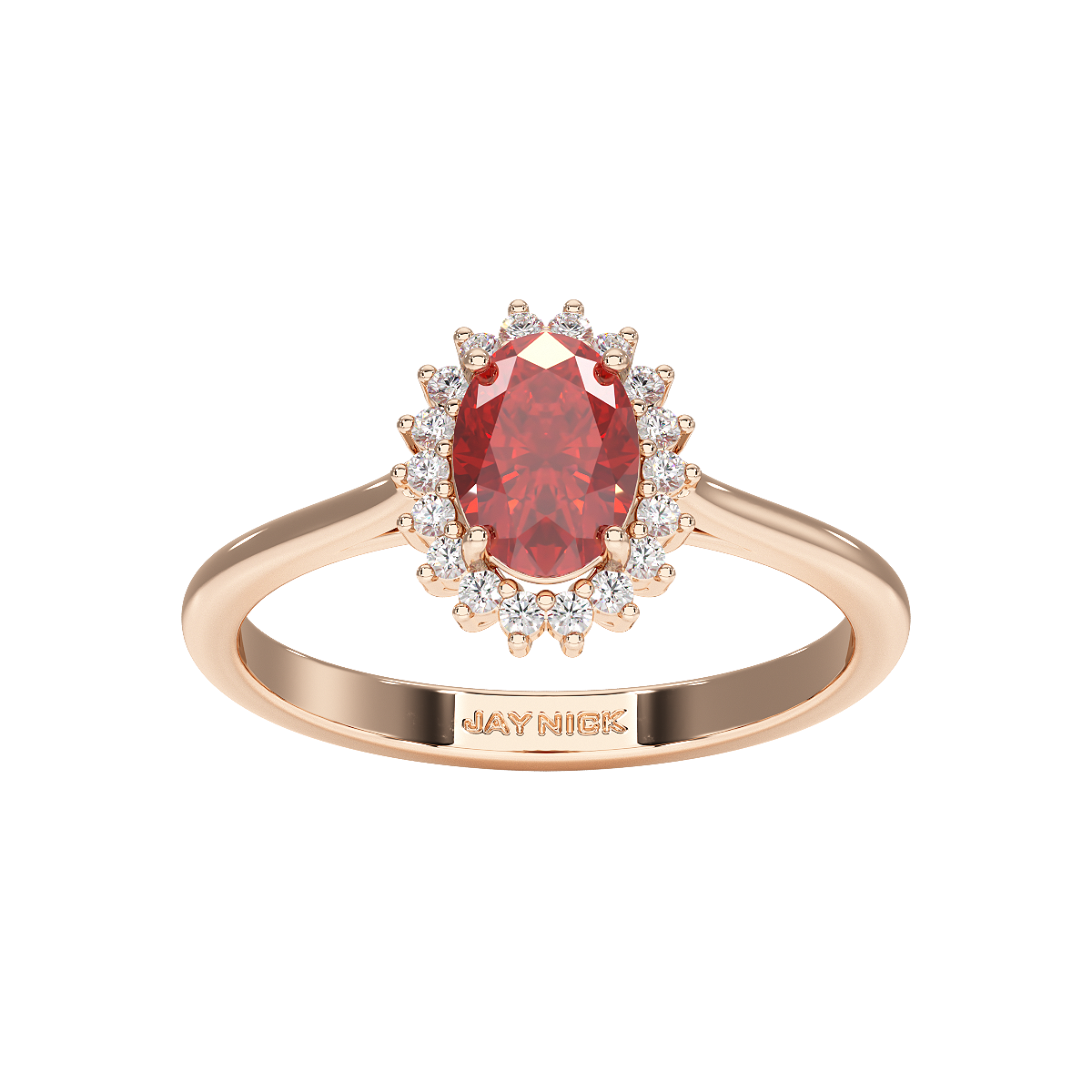 Oval Ruby Sunburst Ring