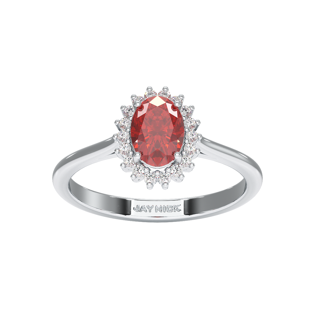 Oval Ruby Sunburst Ring