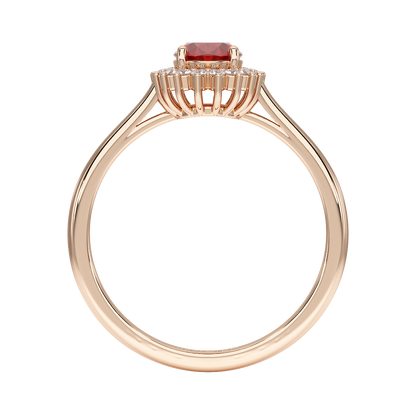 Oval Ruby Sunburst Ring