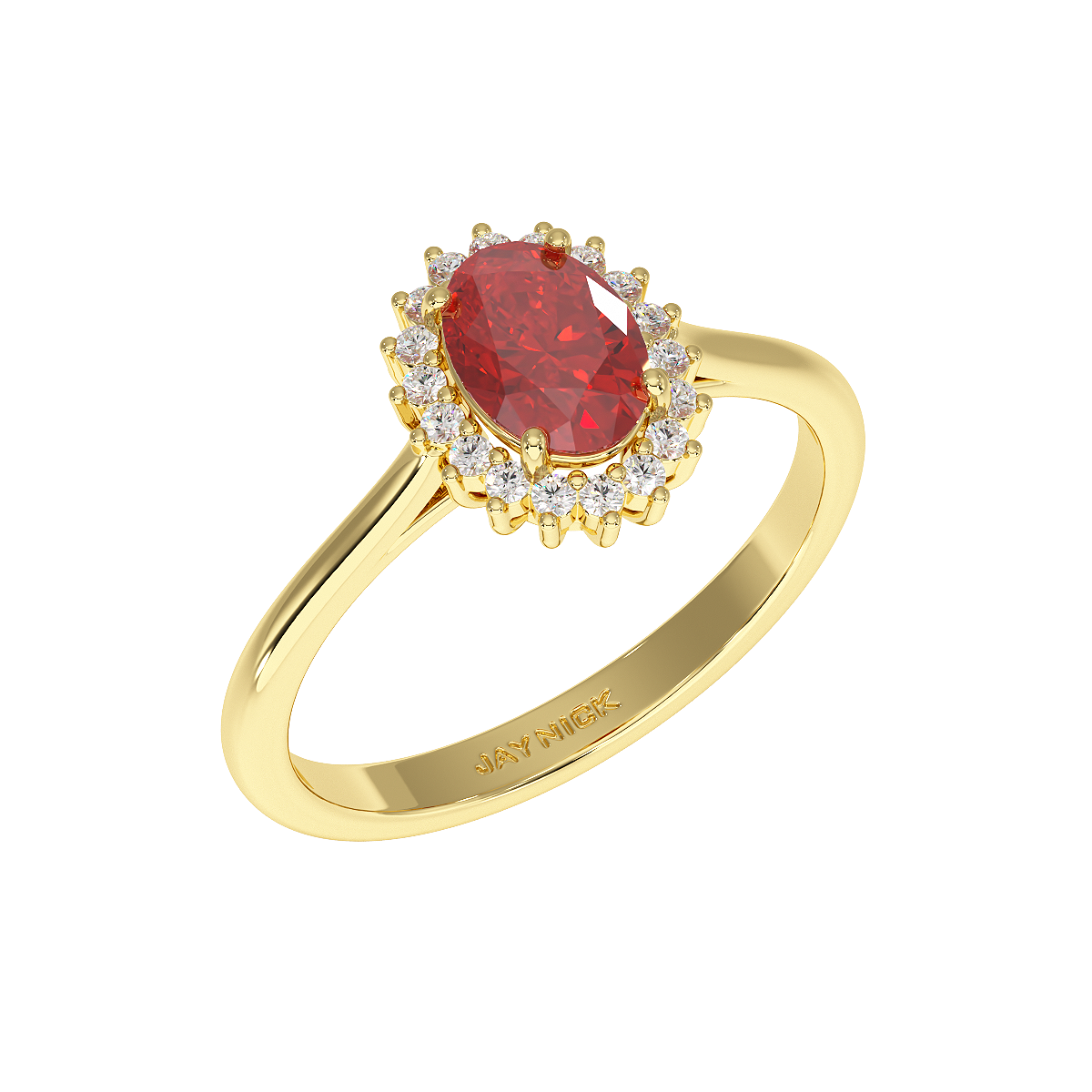 Oval Ruby Sunburst Ring