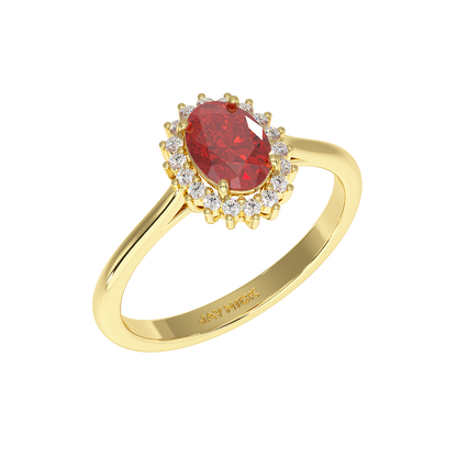 Oval Ruby Sunburst Ring