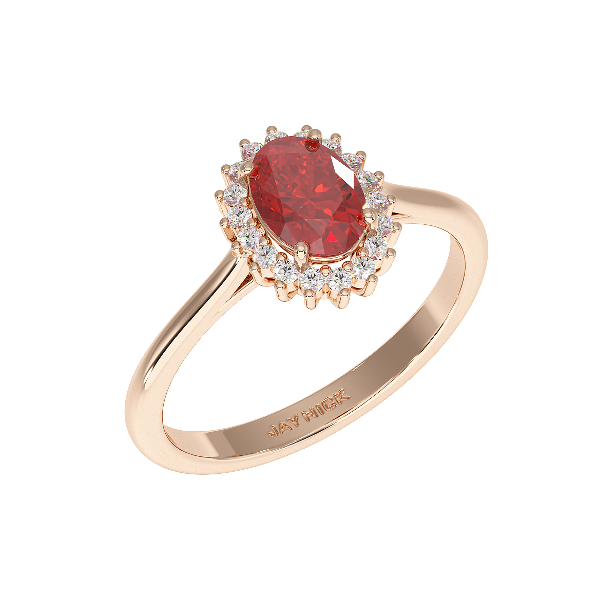 Oval Ruby Sunburst Ring