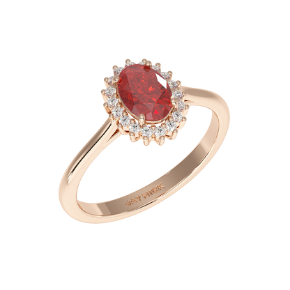 Oval Ruby Sunburst Ring