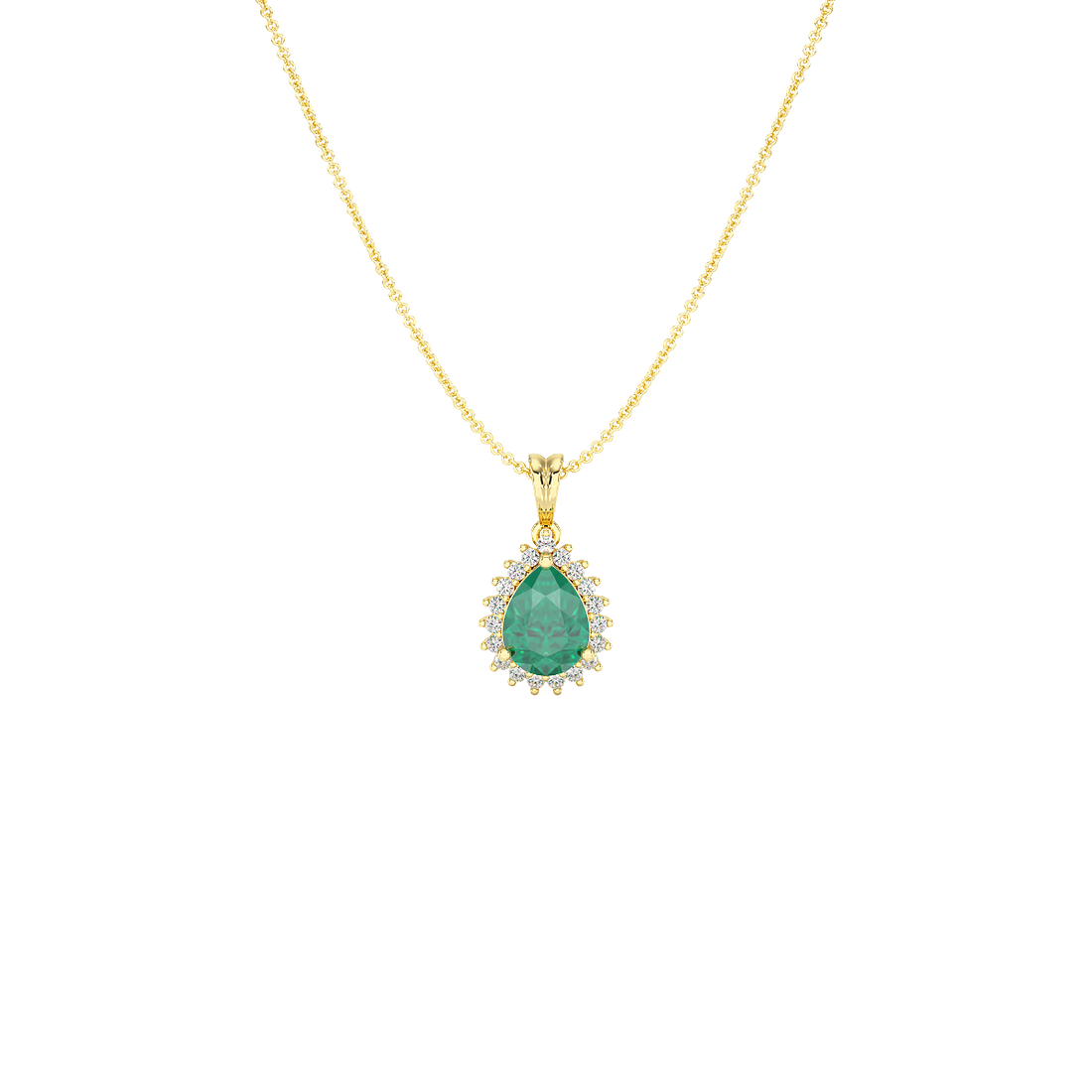 Pear Emerald Sunburst Pendant