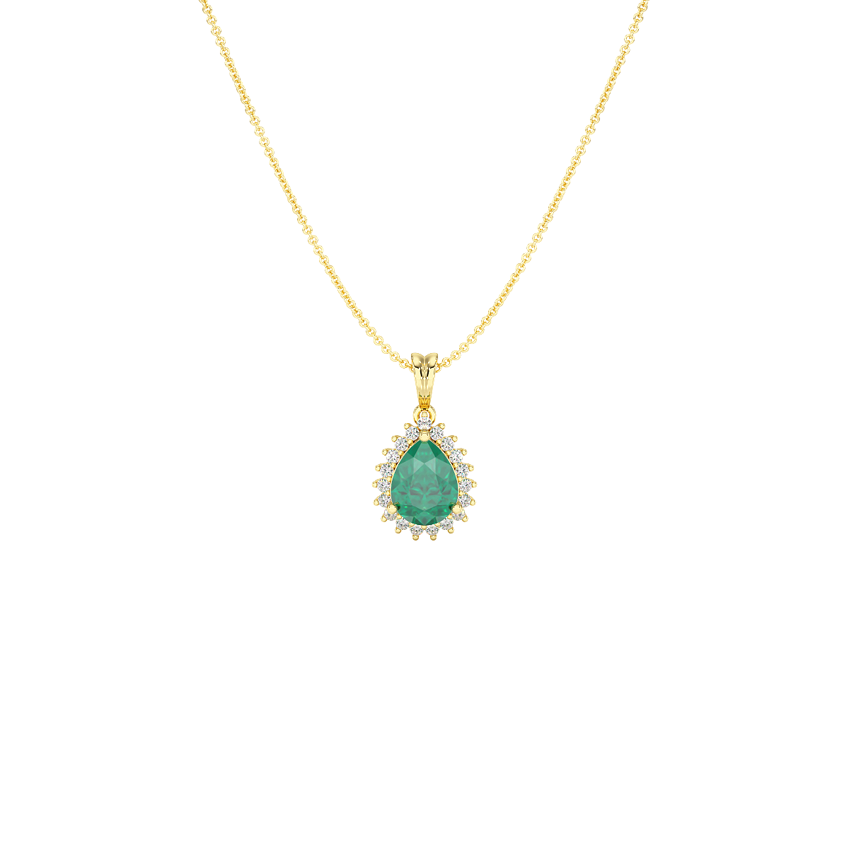 Pear Emerald Sunburst Pendant