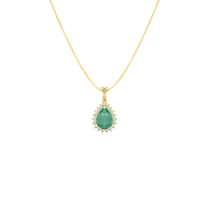 Pear Emerald Sunburst Pendant