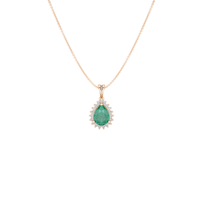 Pear Emerald Sunburst Pendant