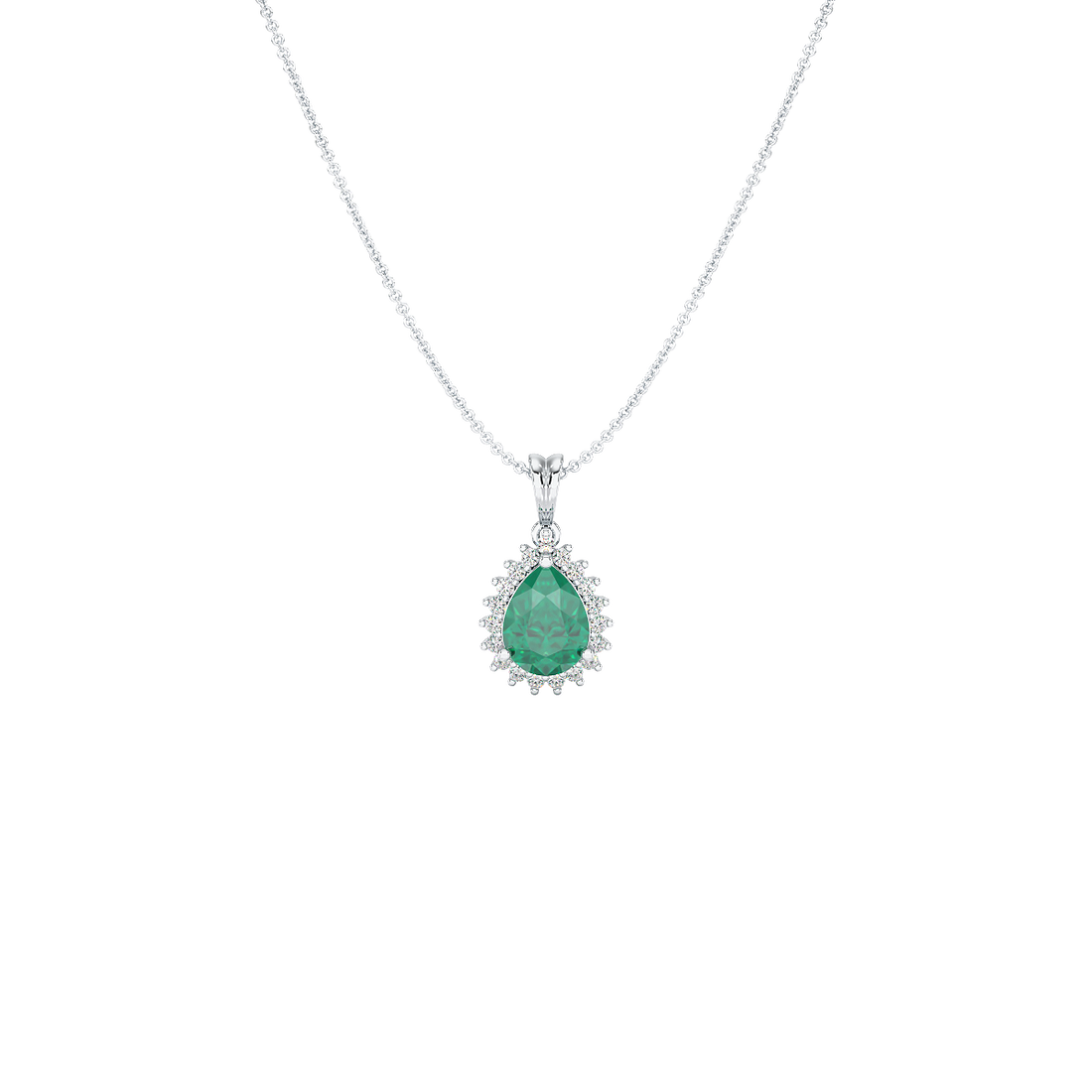 Pear Emerald Sunburst Pendant