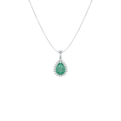 Pear Emerald Sunburst Pendant