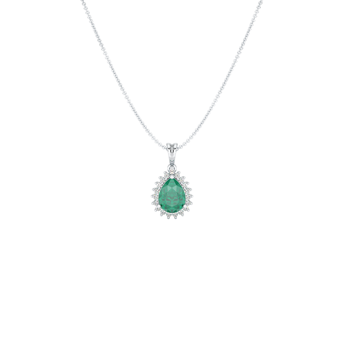 Large Pear Emerald Sunburst Pendant