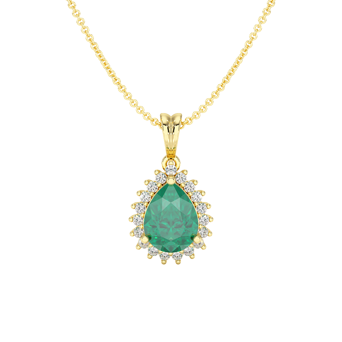 Pear Emerald Sunburst Pendant