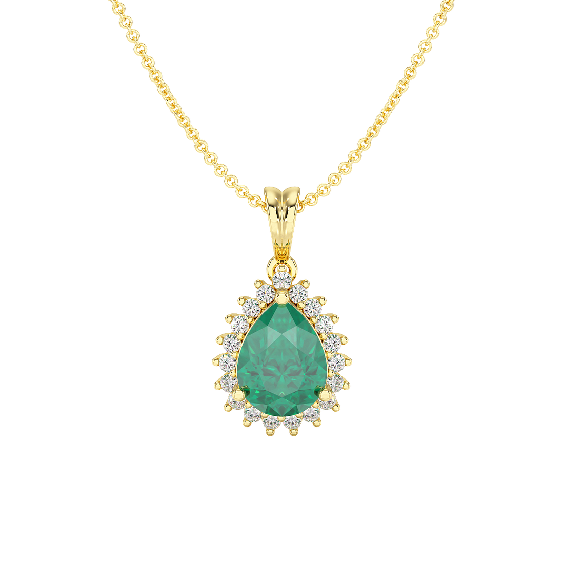 Large Pear Emerald Sunburst Pendant