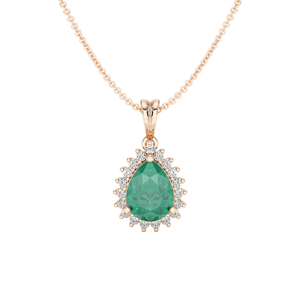 Pear Emerald Sunburst Pendant