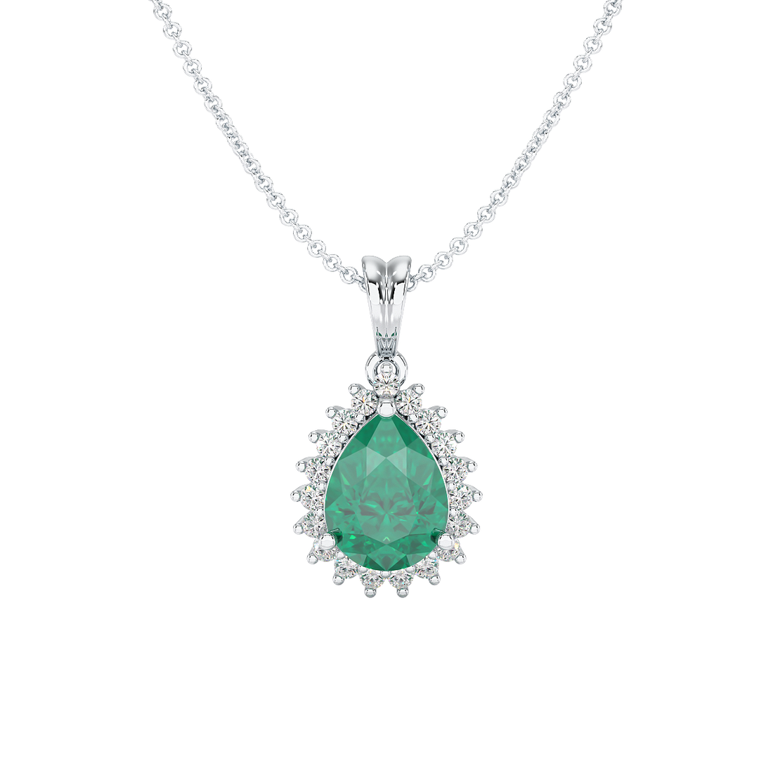 Large Pear Emerald Sunburst Pendant