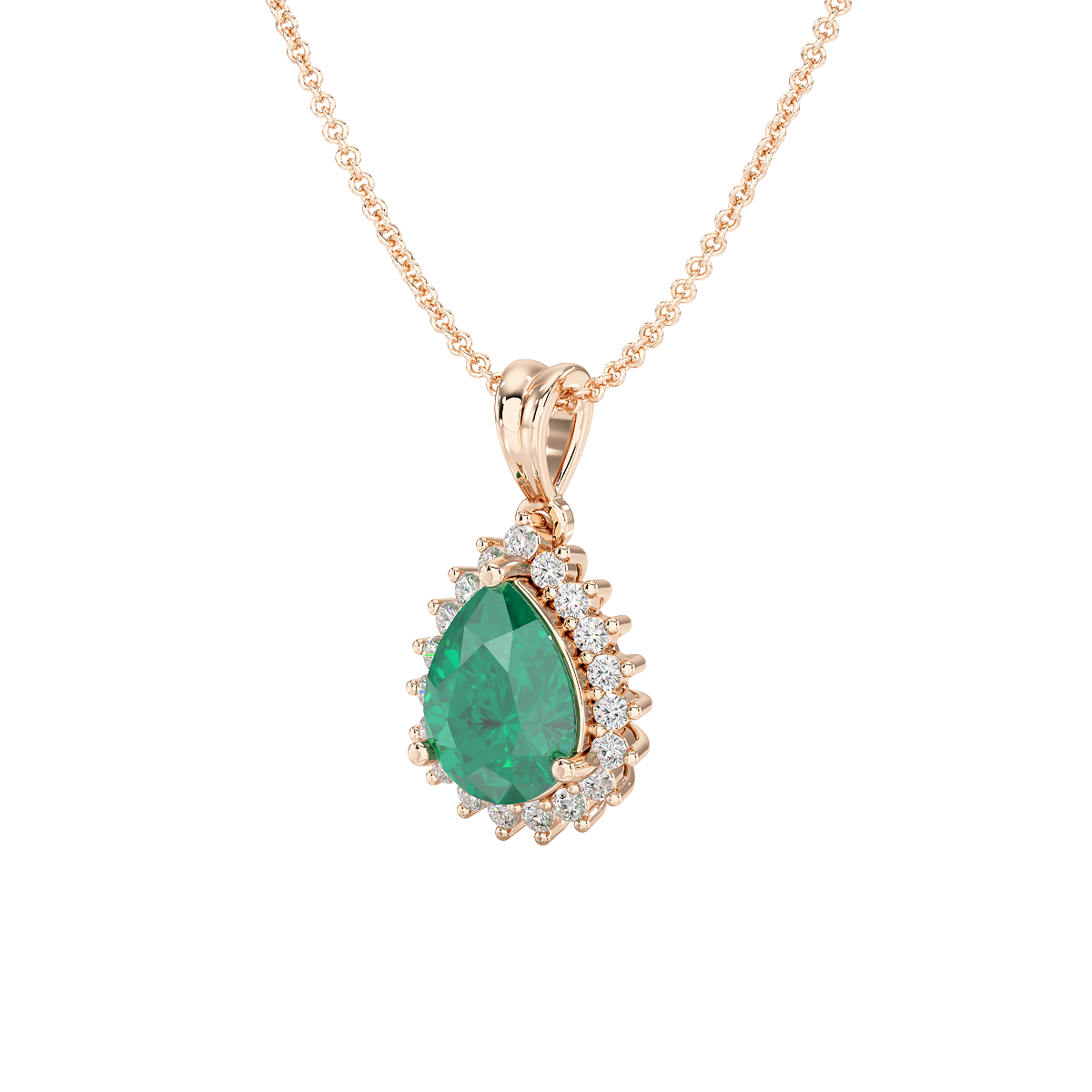 Large Pear Emerald Sunburst Pendant