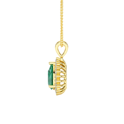 Pear Emerald Sunburst Pendant