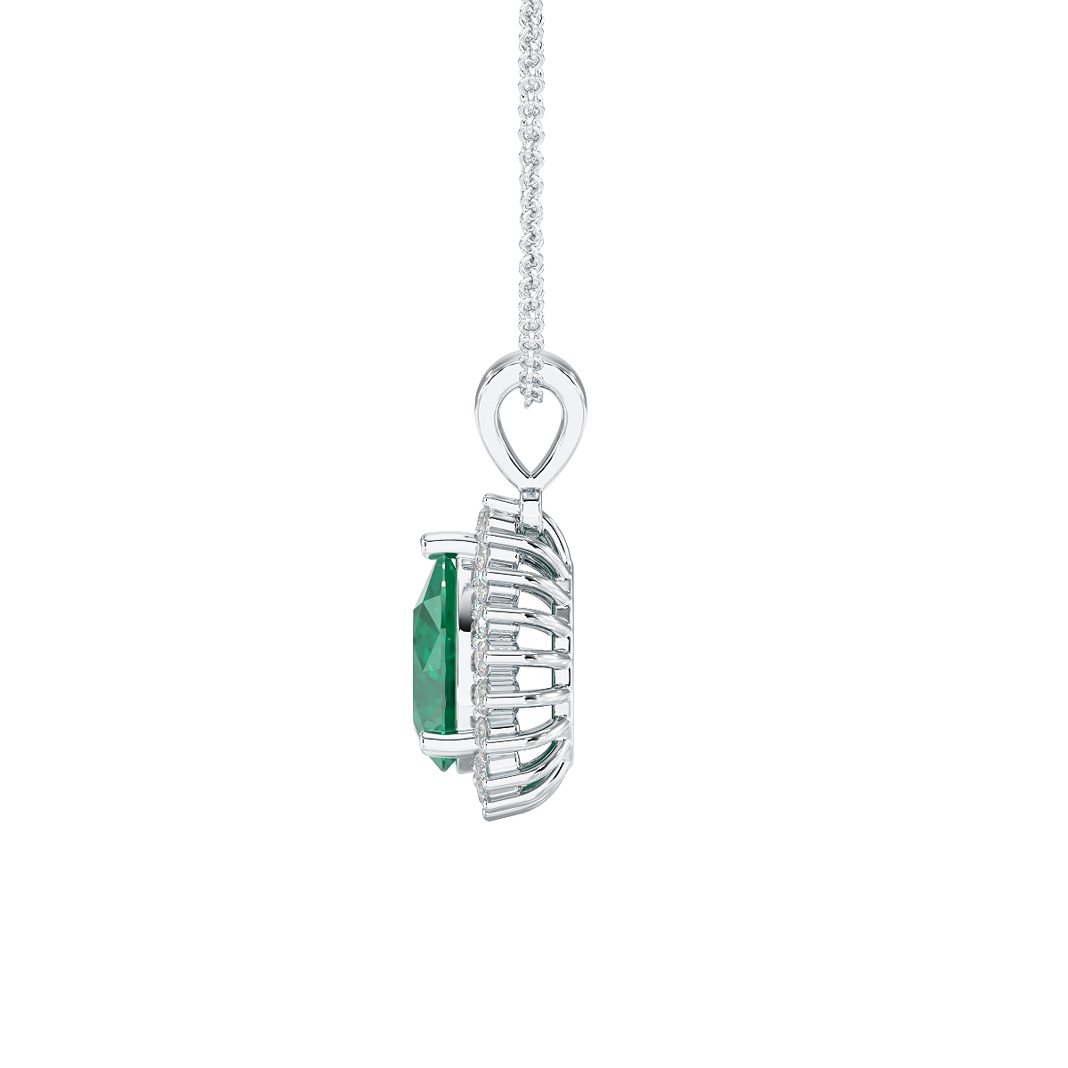 Large Pear Emerald Sunburst Pendant