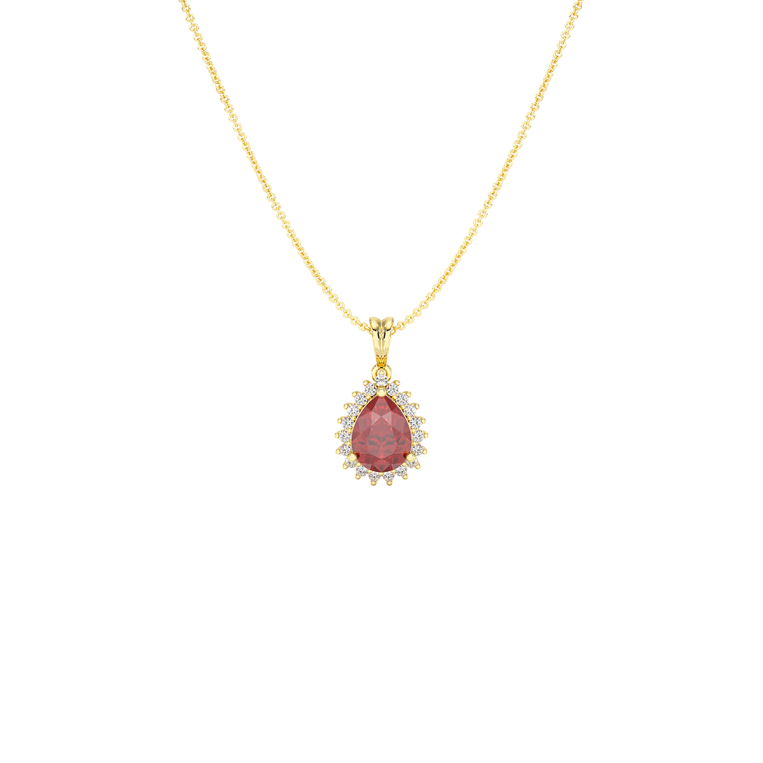 Pear Ruby Sunburst Pendant