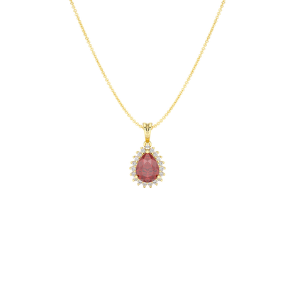 Pear Ruby Sunburst Pendant