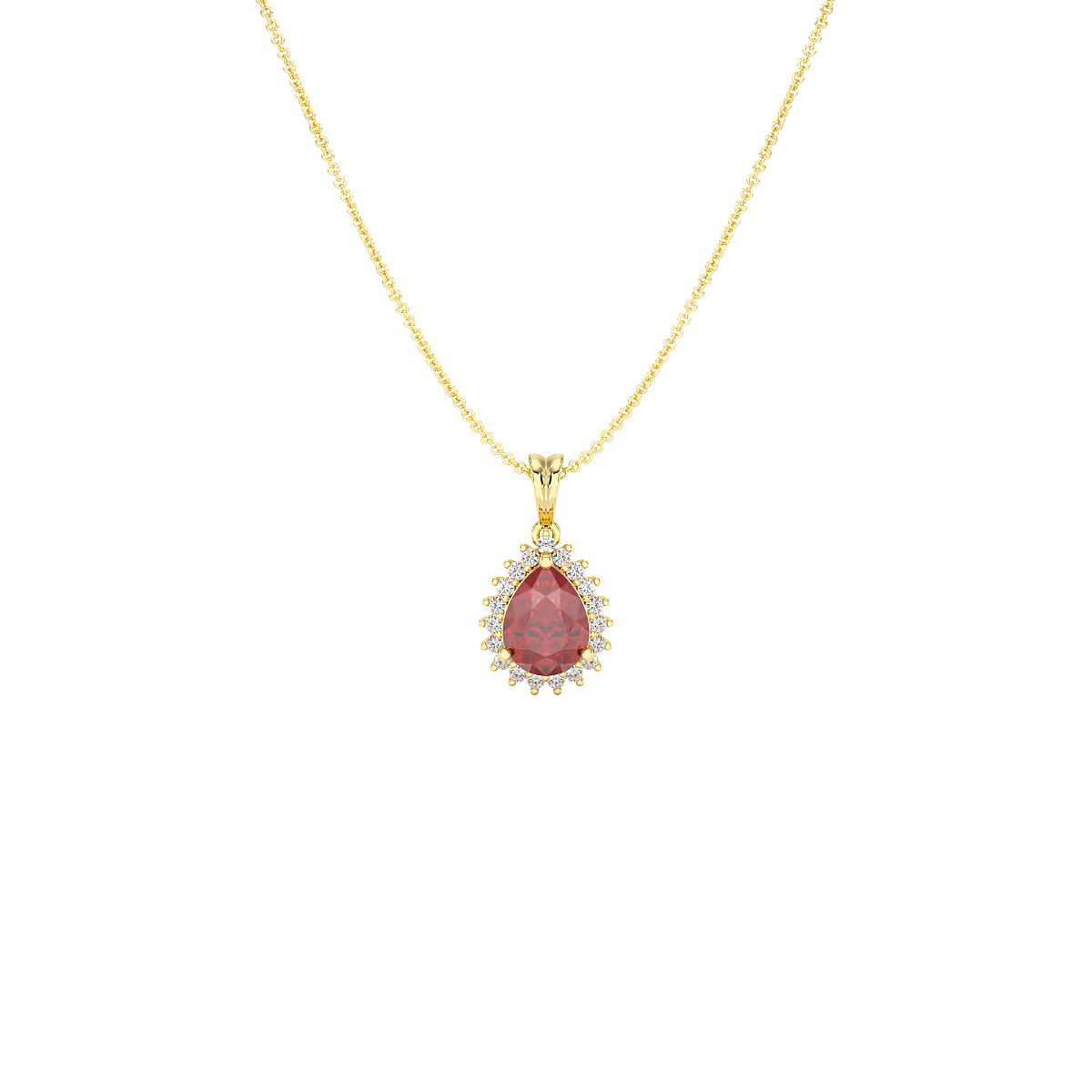 Large Pear Ruby Sunburst Pendant