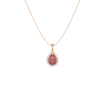 Pear Ruby Sunburst Pendant