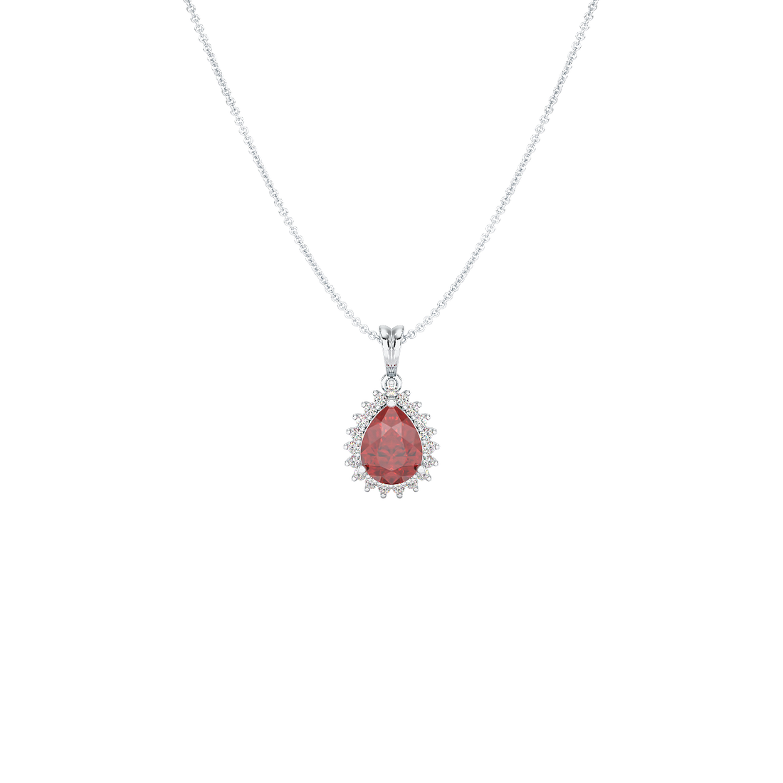 Pear Ruby Sunburst Pendant