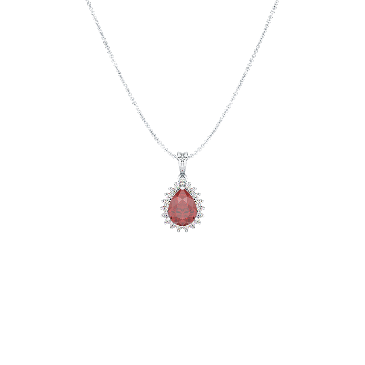 Pear Ruby Sunburst Pendant