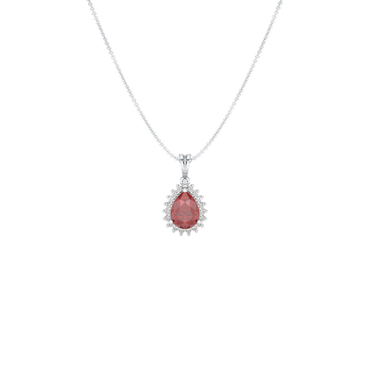 Pear Ruby Sunburst Pendant