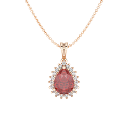 Large Pear Ruby Sunburst Pendant