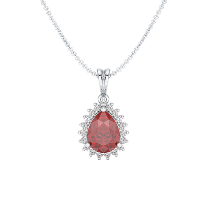 Pear Ruby Sunburst Pendant