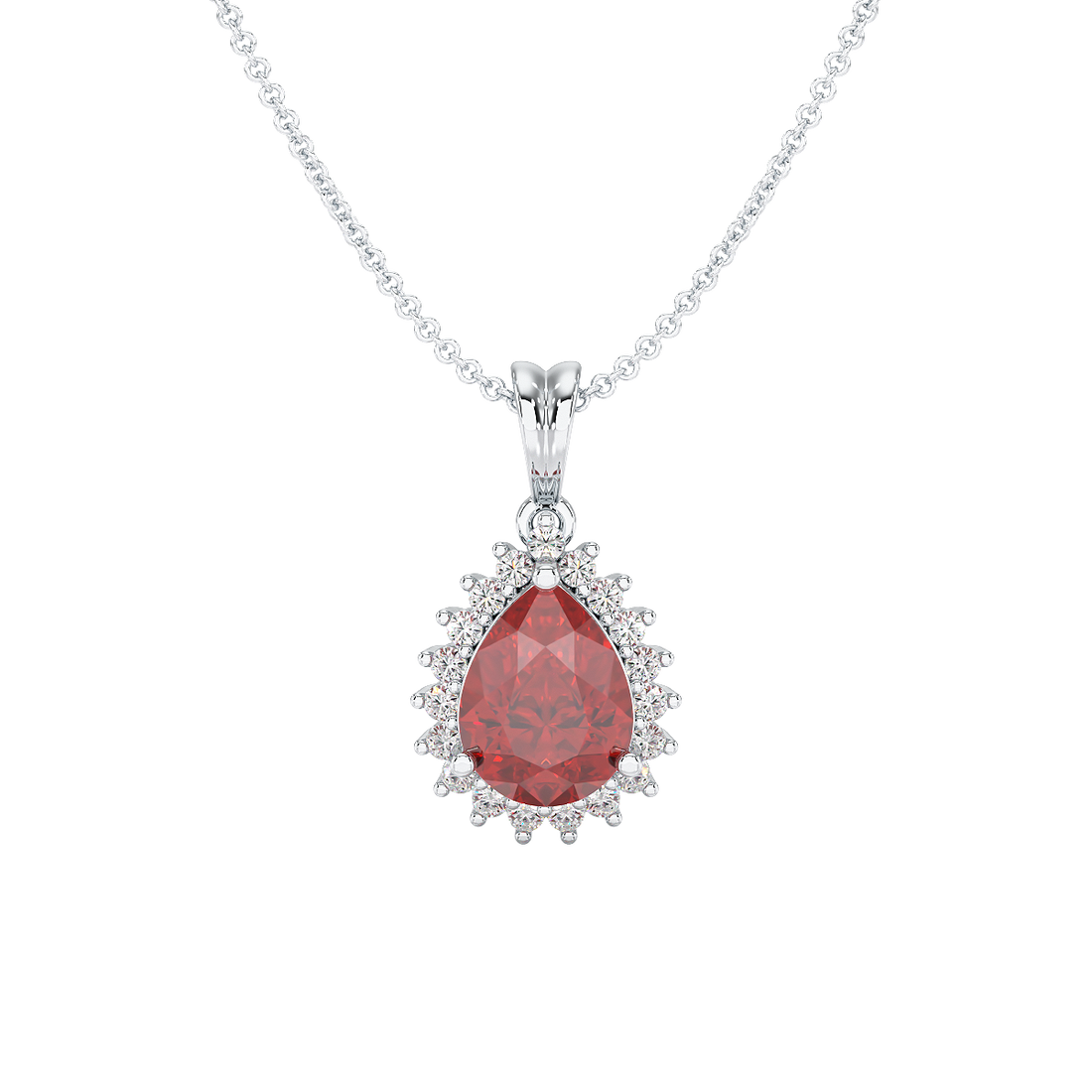 Large Pear Ruby Sunburst Pendant