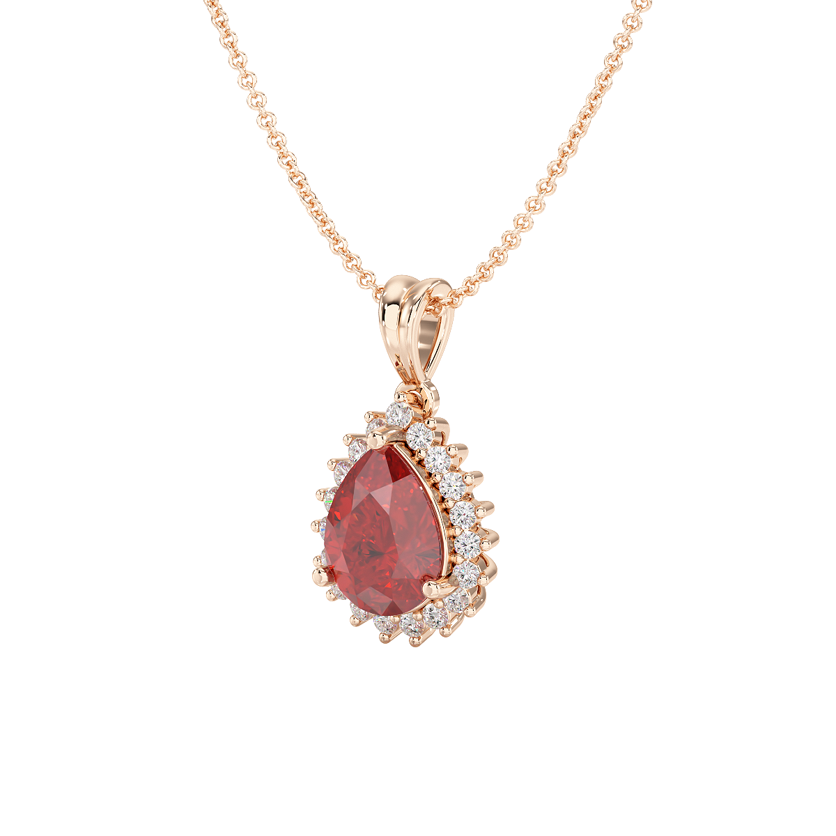 Pear Ruby Sunburst Pendant