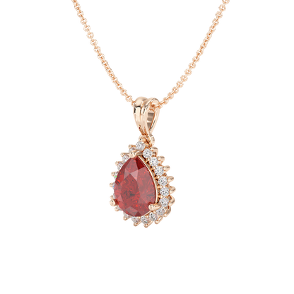 Pear Ruby Sunburst Pendant