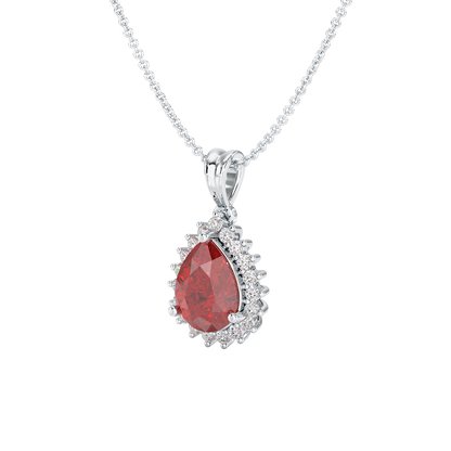 Large Pear Ruby Sunburst Pendant