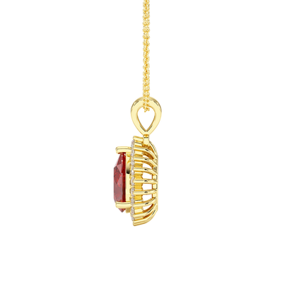 Pear Ruby Sunburst Pendant