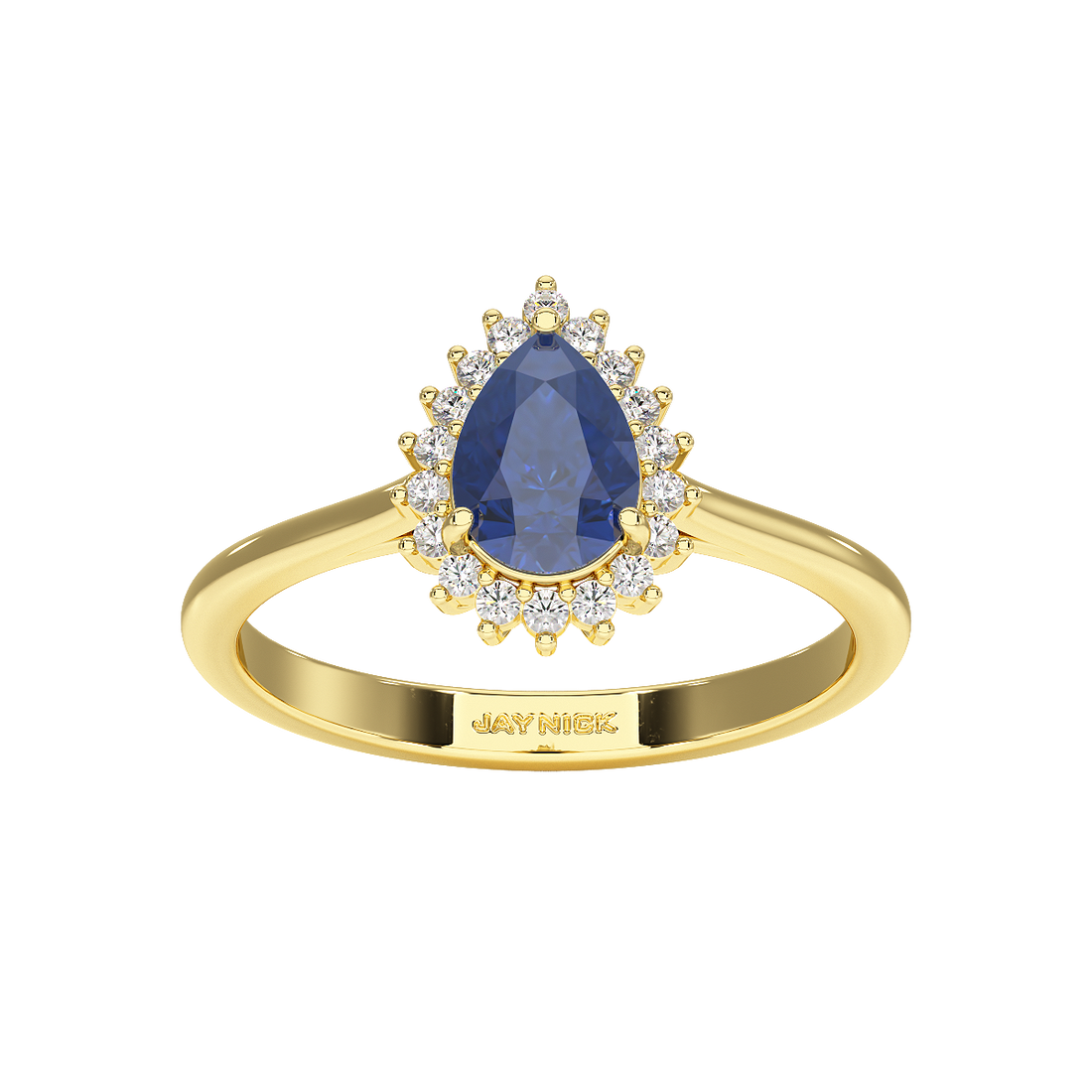 Pear Blue Sapphire Sunburst Ring