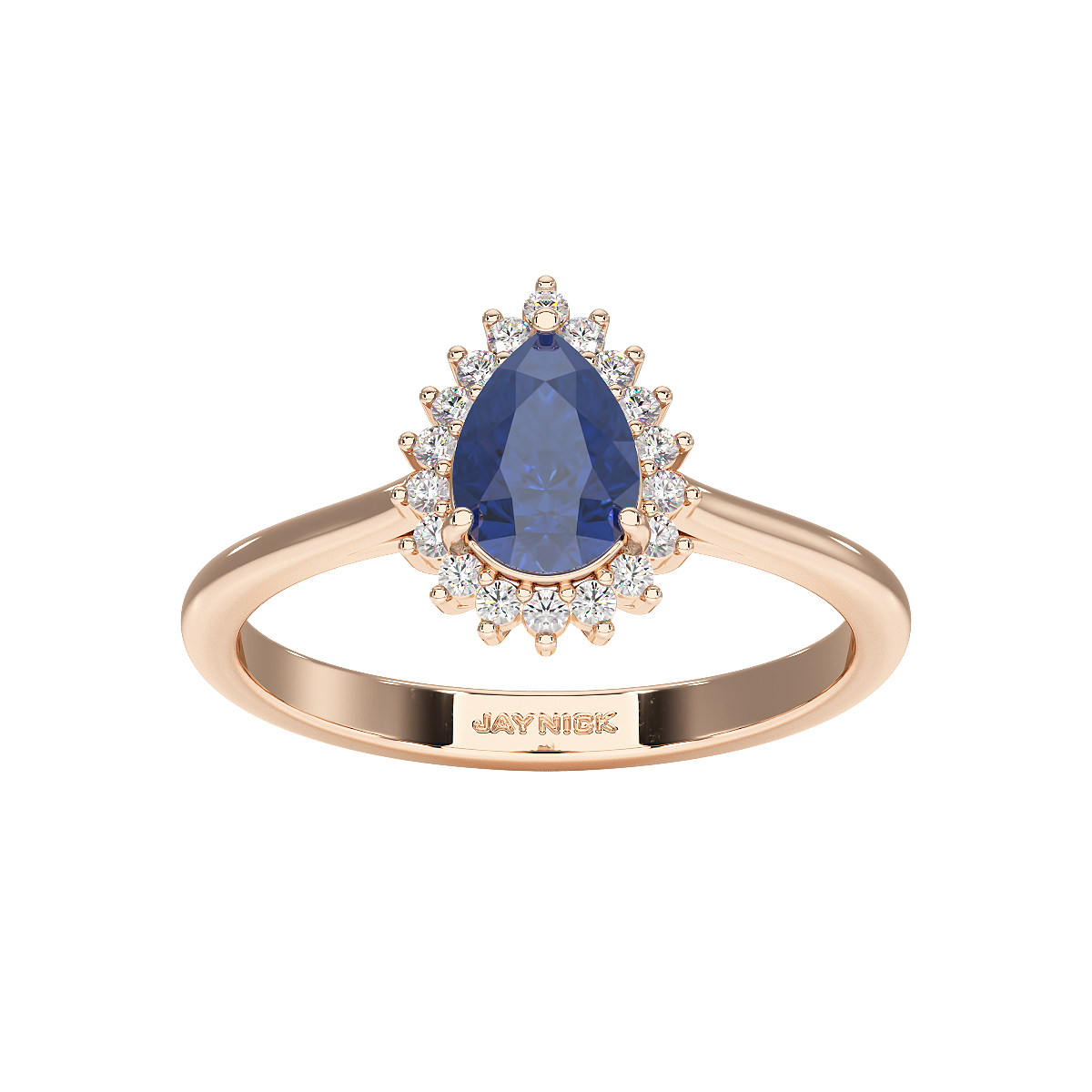 Pear Blue Sapphire Sunburst Ring