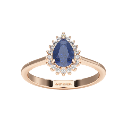 Pear Blue Sapphire Sunburst Ring