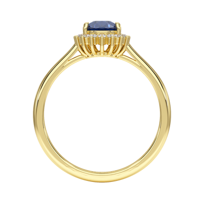 Pear Blue Sapphire Sunburst Ring