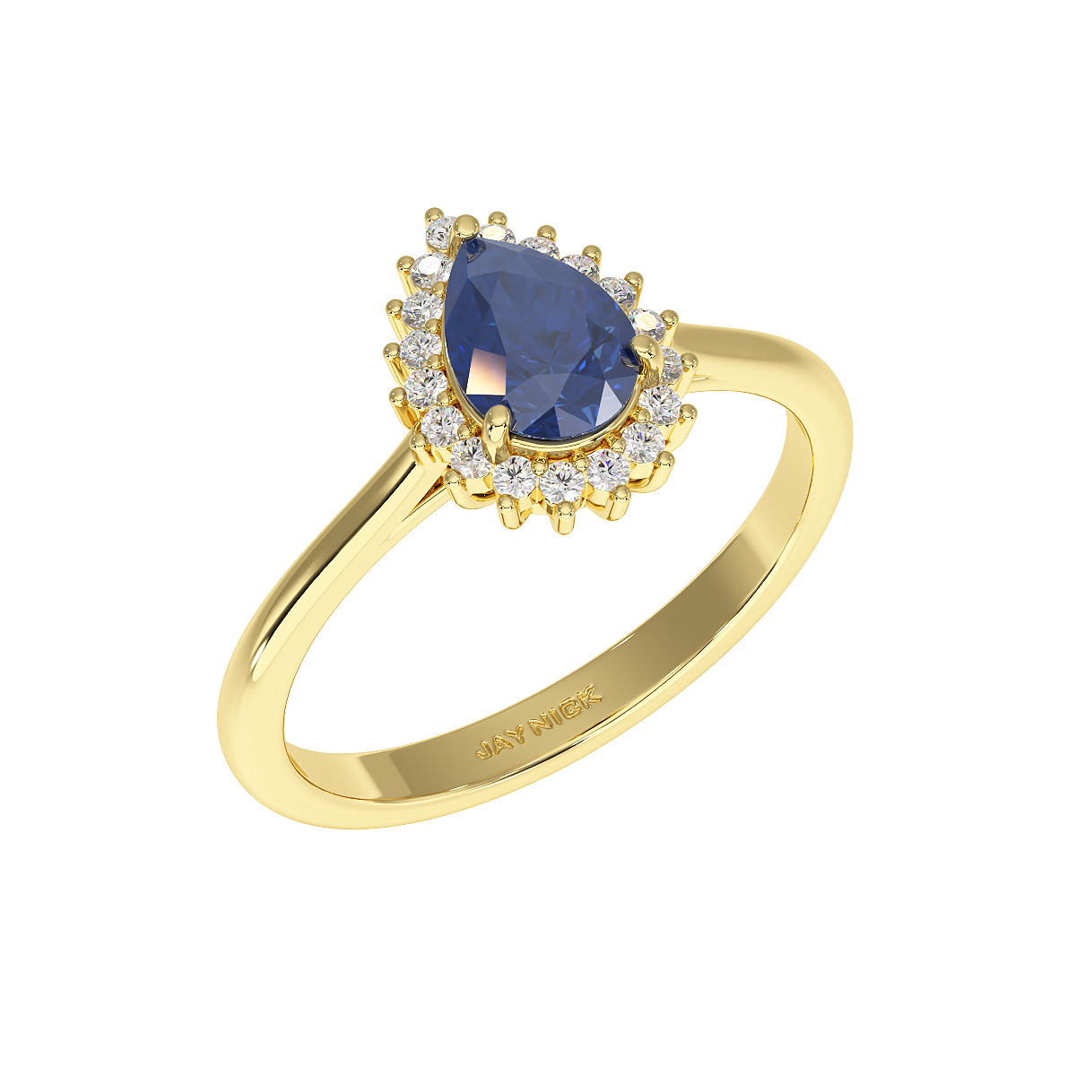 Pear Blue Sapphire Sunburst Ring