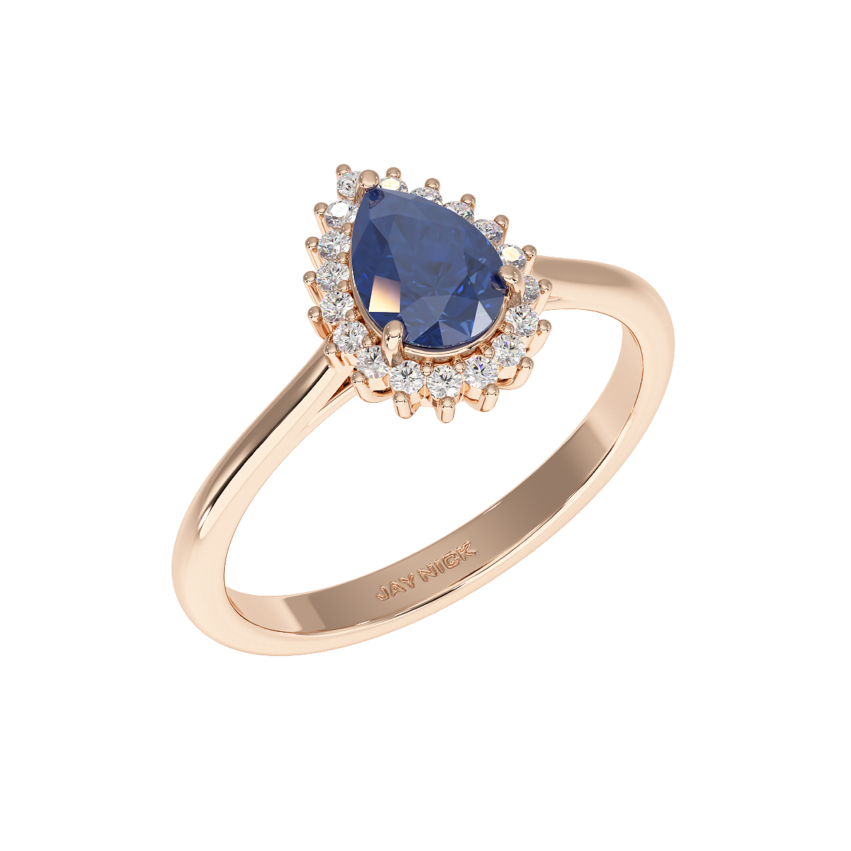 Pear Blue Sapphire Sunburst Ring