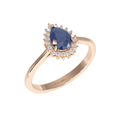 Pear Blue Sapphire Sunburst Ring