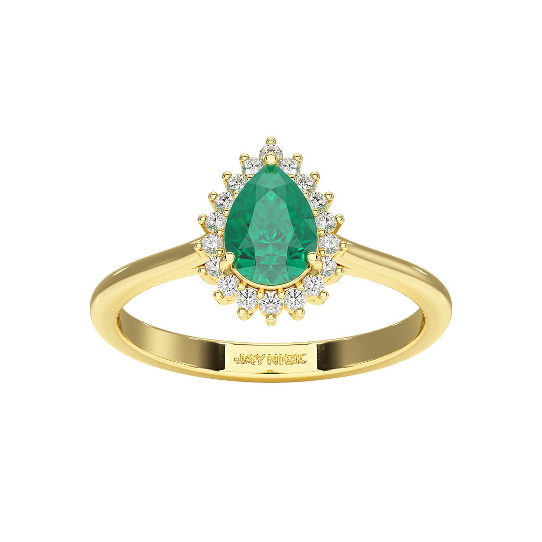 Pear Emerald Sunburst Ring