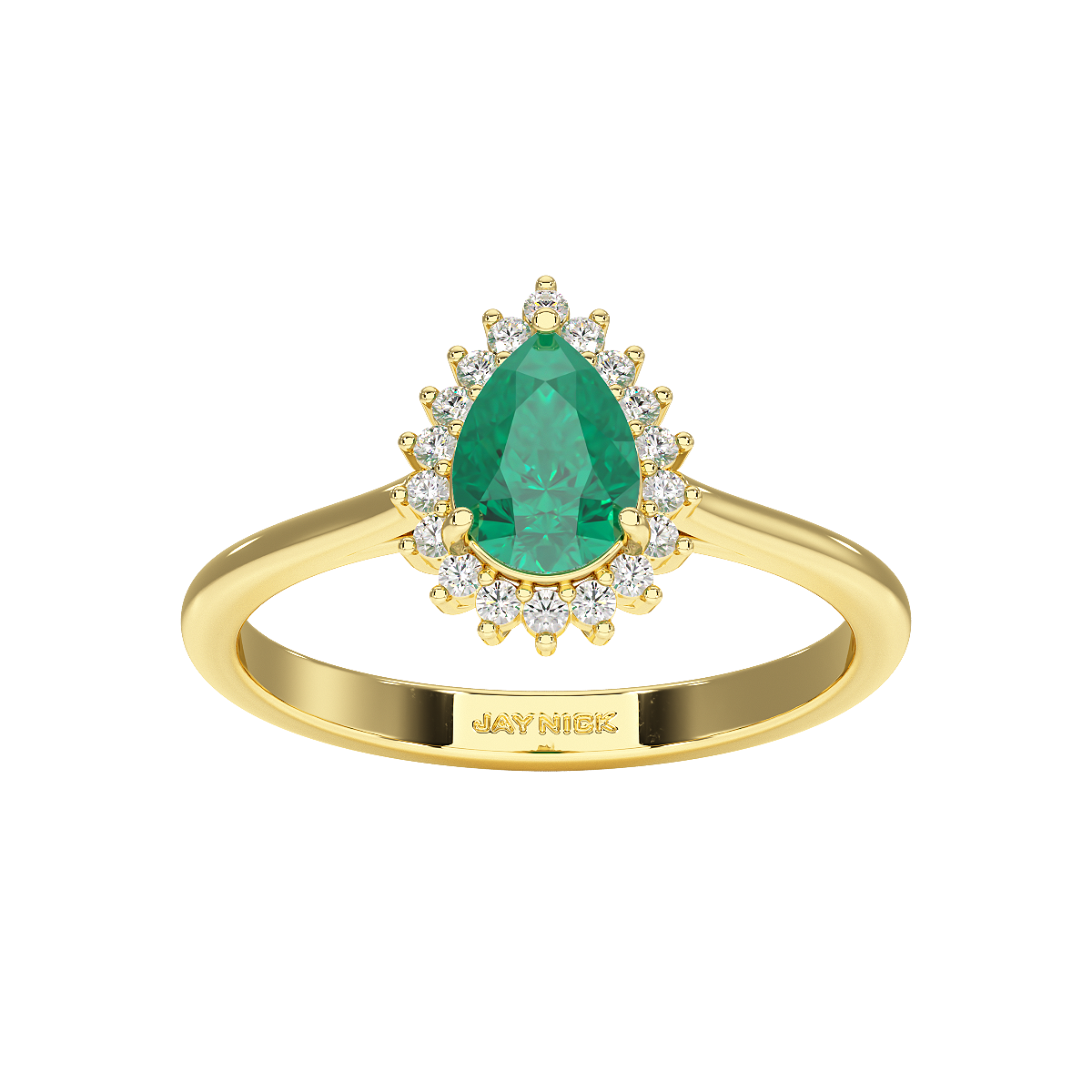 Pear Emerald Sunburst Ring