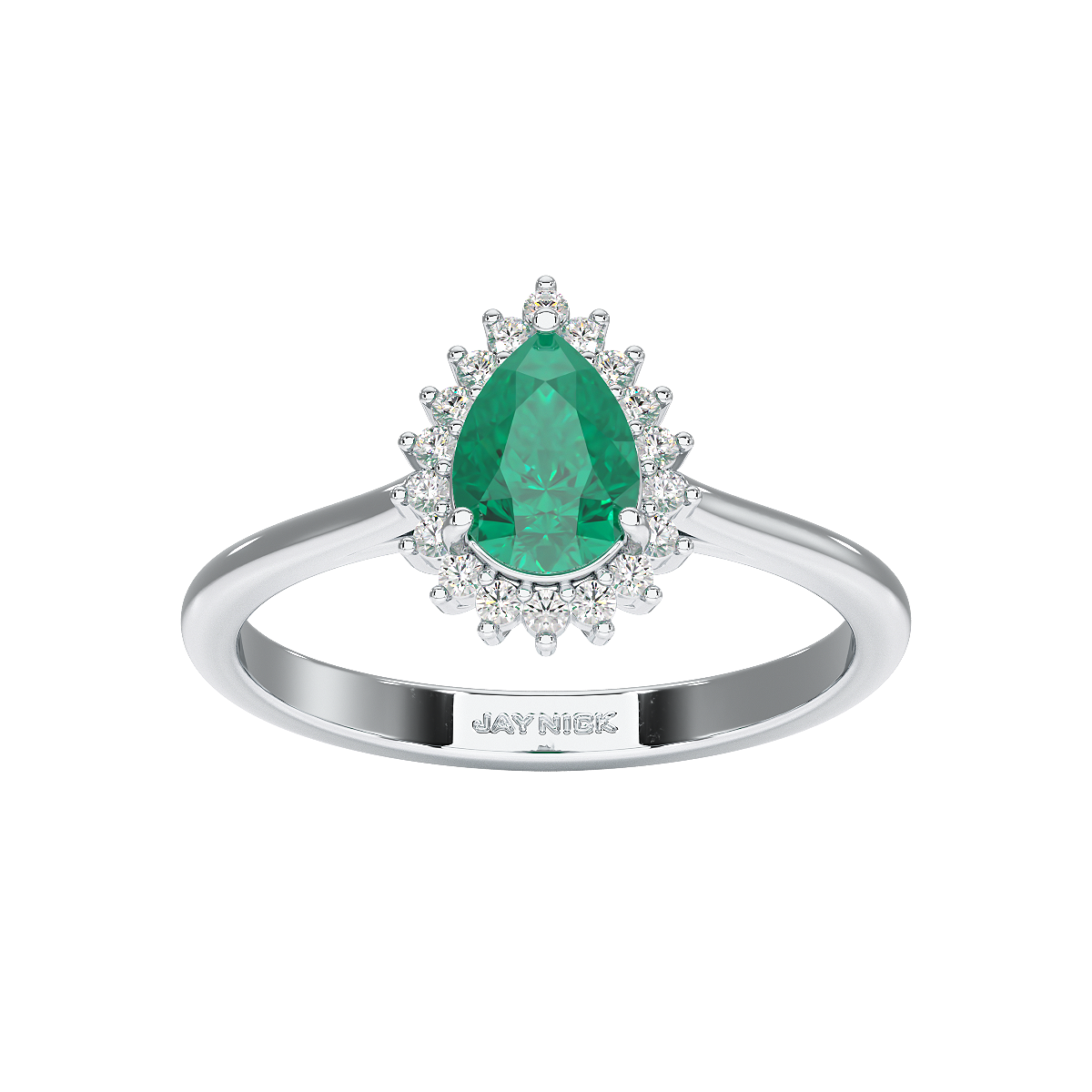 Pear Emerald Sunburst Ring