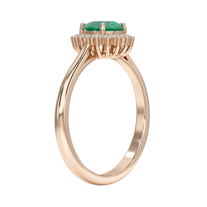 Pear Emerald Sunburst Ring