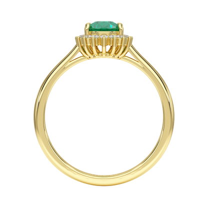 Pear Emerald Sunburst Ring